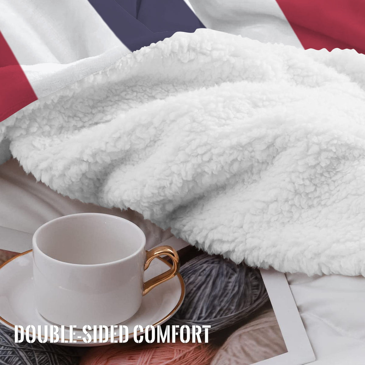 Thailand Flag Inspired Sherpa Fleece Blanket 90" x 108" | Printed in the USA