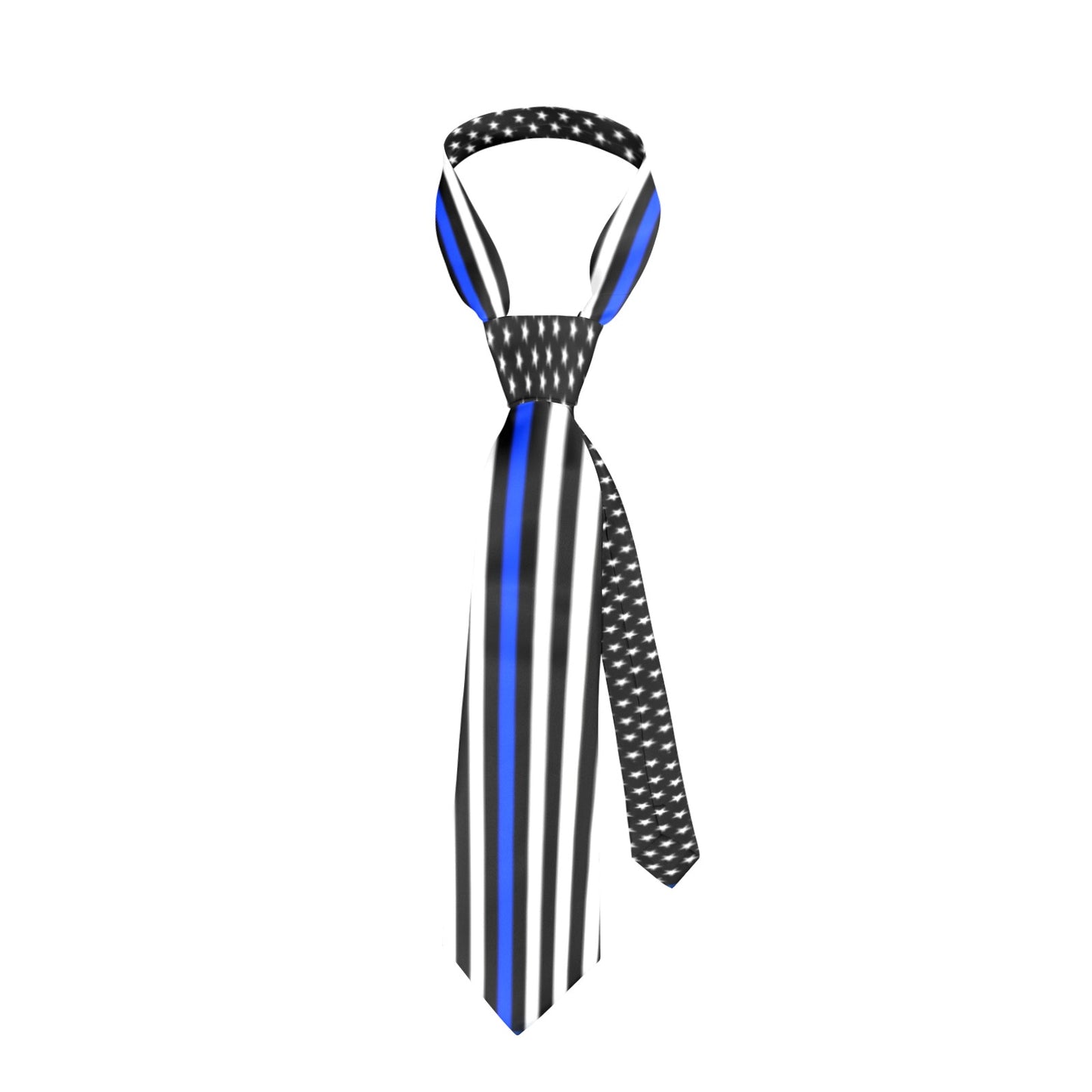 Thin Blue Line Flag Inspired Classic Necktie (Two Sides)