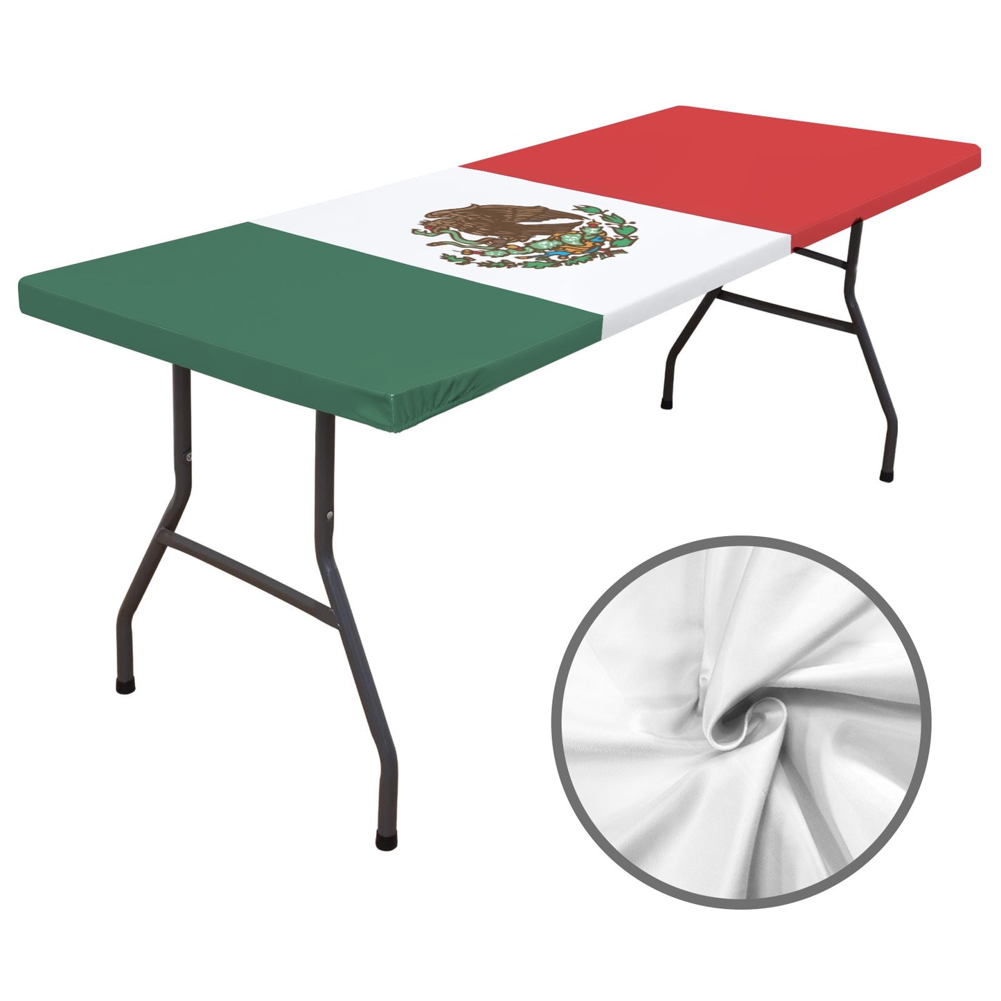 Mexico Flag Inspired Custom Elastic Fitted Tablecloth 72x30 inch  | Ships from USA