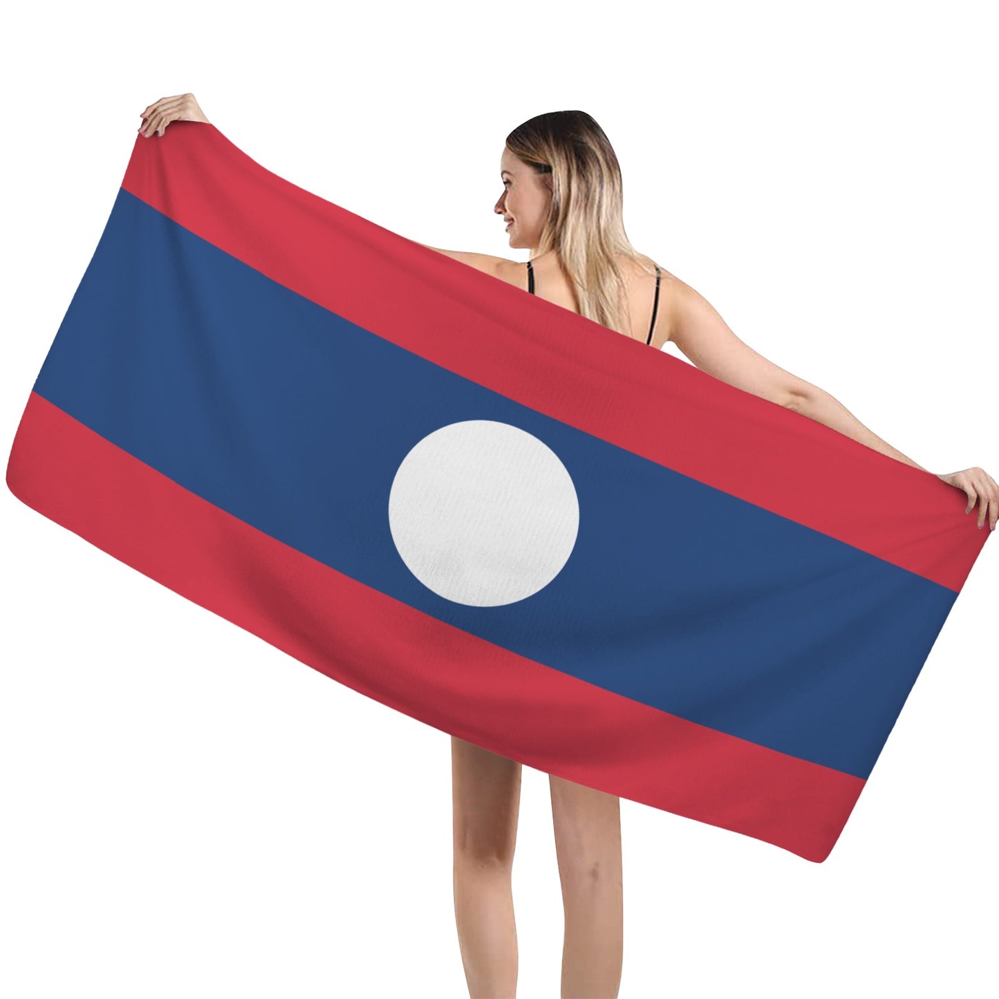 Laos Flag Inspired Custom Bath Towel 29"x58"(Made in USA)