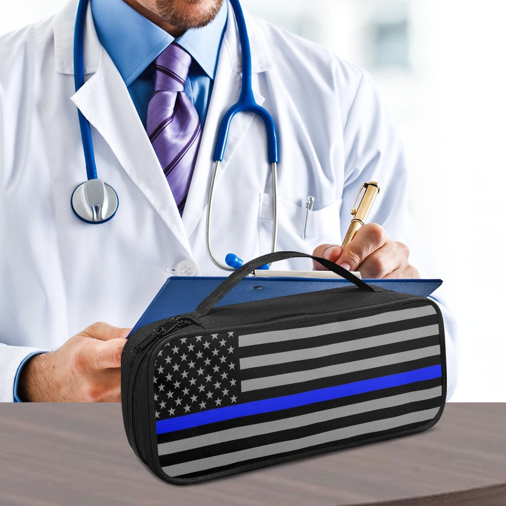 Thin Blue Line Flag Inspired (subdued) Stethoscope Storage Bag