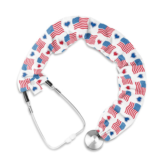 USA/American Flag Inspired Flags and Hearts Pattern Stethoscope Protective Cover