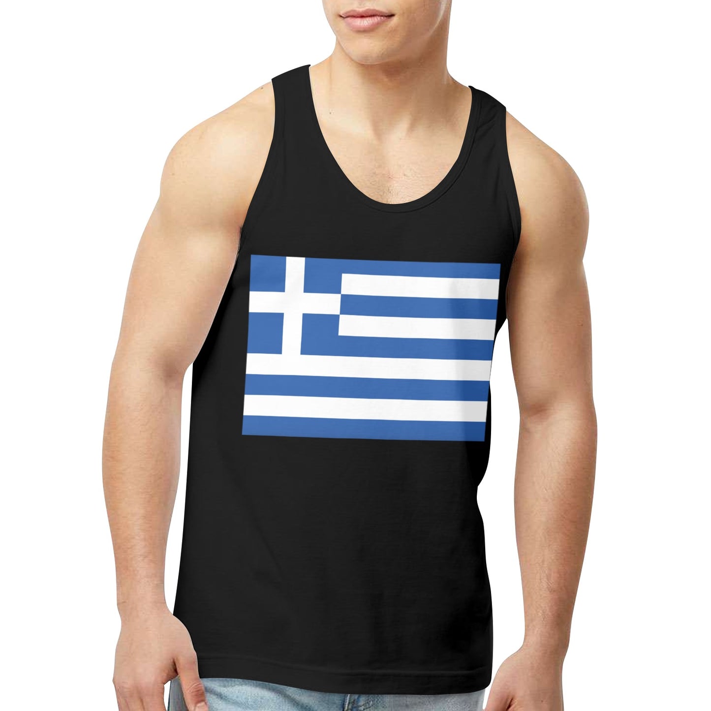 Greece Flag Men's Tank Top (Front Printing) | Ships from USA