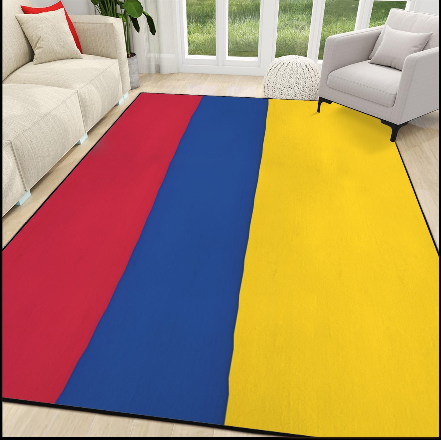 Colombia Flag Inspired 84x60 Inch Area Rug with Black Binding (Made in the USA)