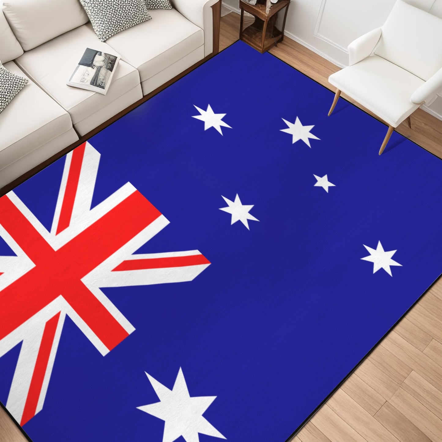 Australia Flag Inspired 84x60 Inch Area Rug with Black Binding (Made in the USA)