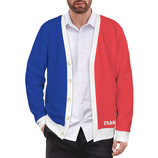 France Flag Inspired Men's Cardigan