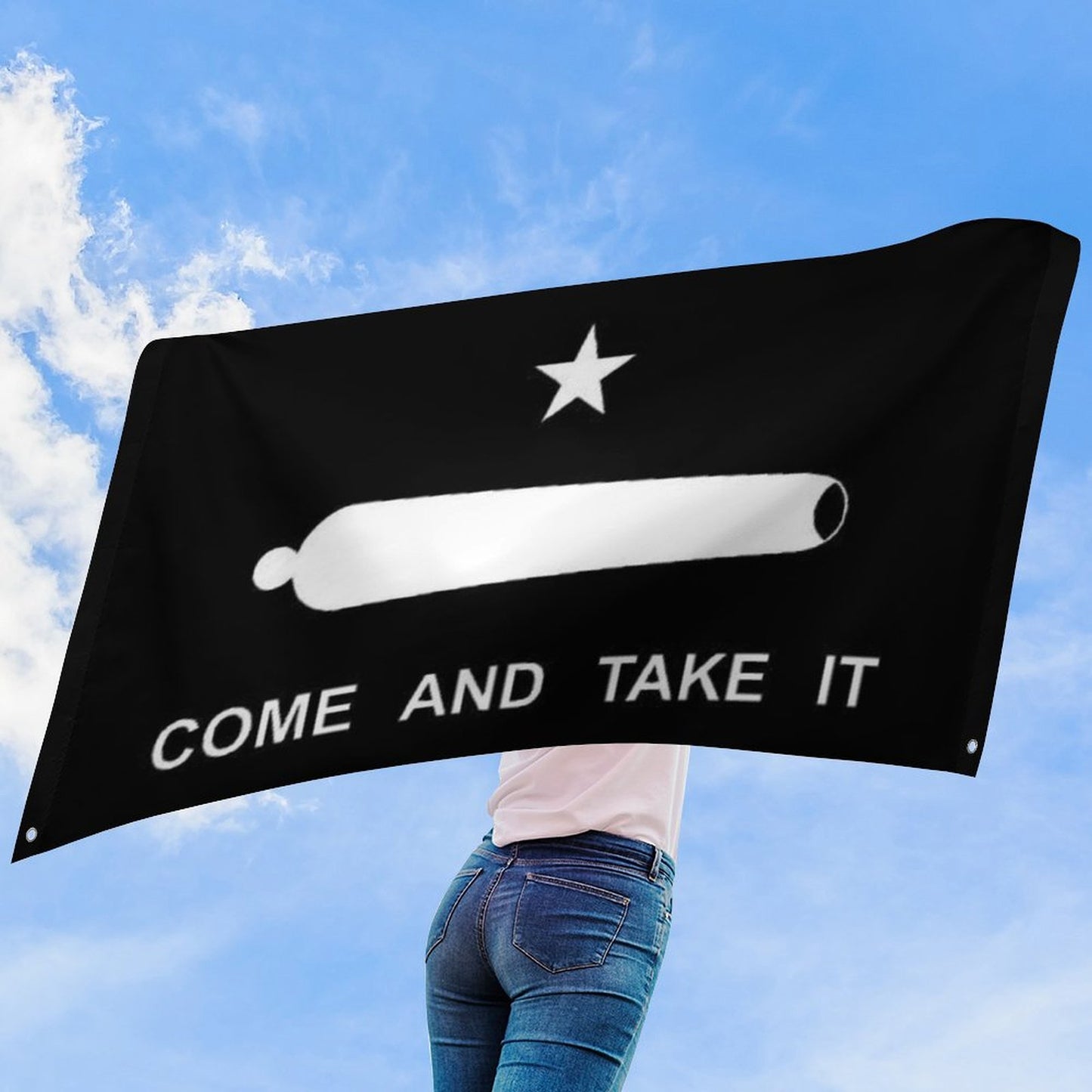 Come And Take It Flag Inspired Wall Mount Flag with Four Grommets (35x59 in)