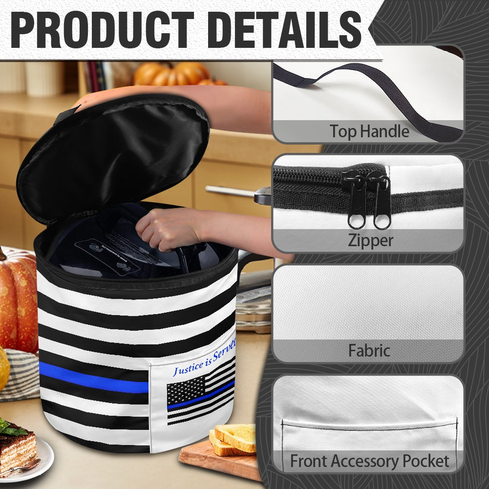Thin Blue Line Flag Inspired "Justice is Served" Electric Pressure Cooker Insulation Bag