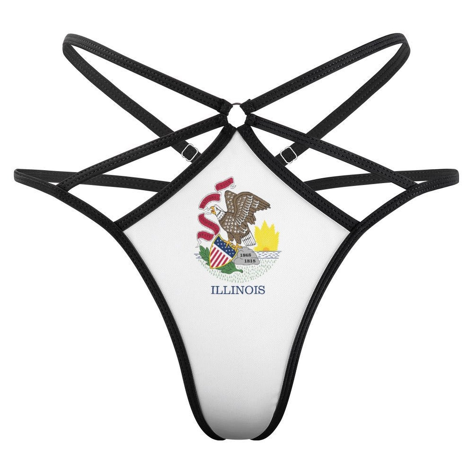[Brand] harness thong featuring Illinois state flag design.
