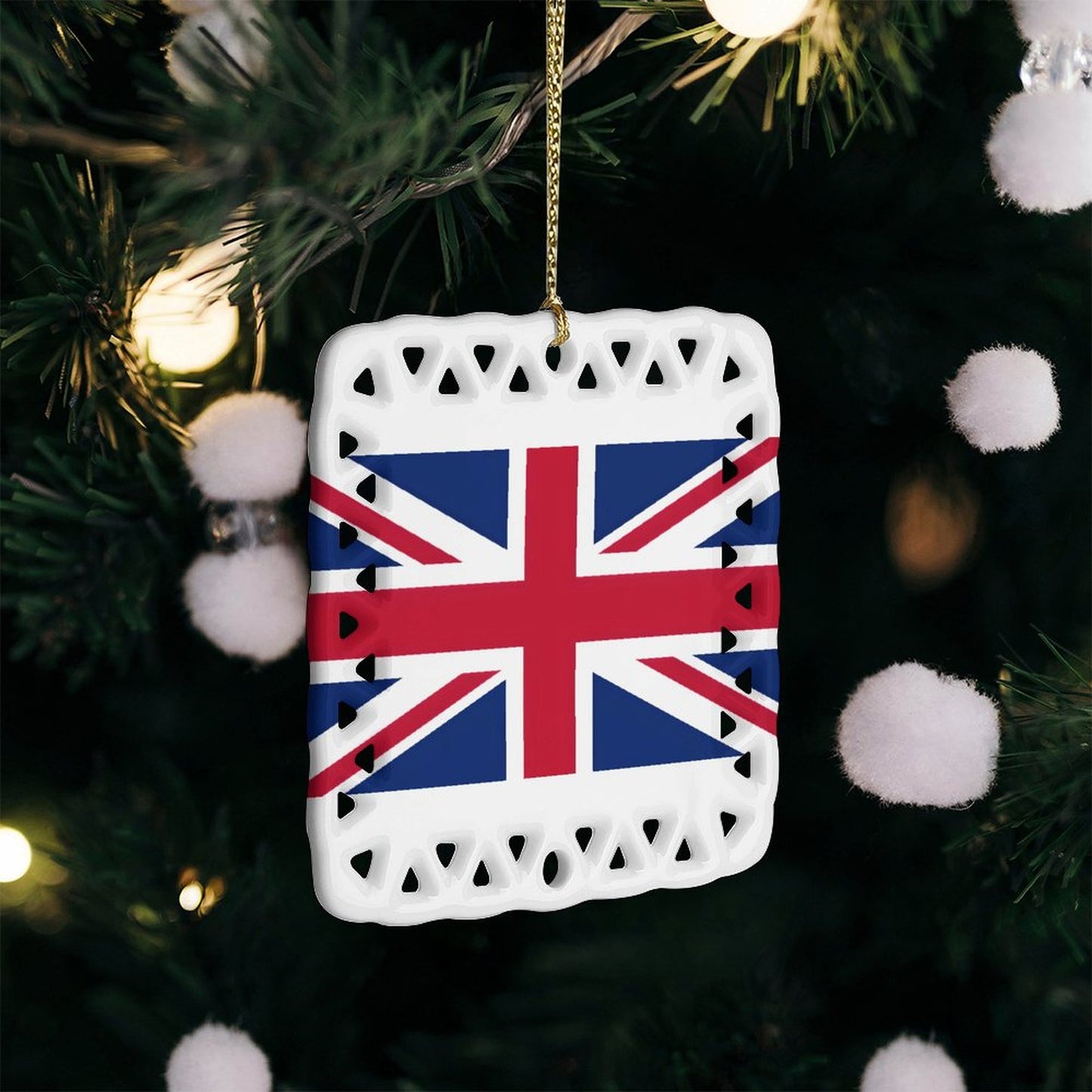 UK/Great Britain Flag Inspired Square Ceramic Ornament Made in the USA