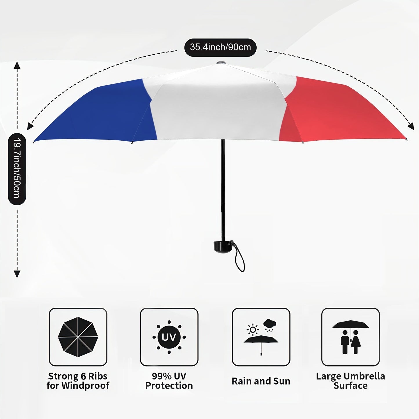 France Flag Inspired Mini Compact Umbrella