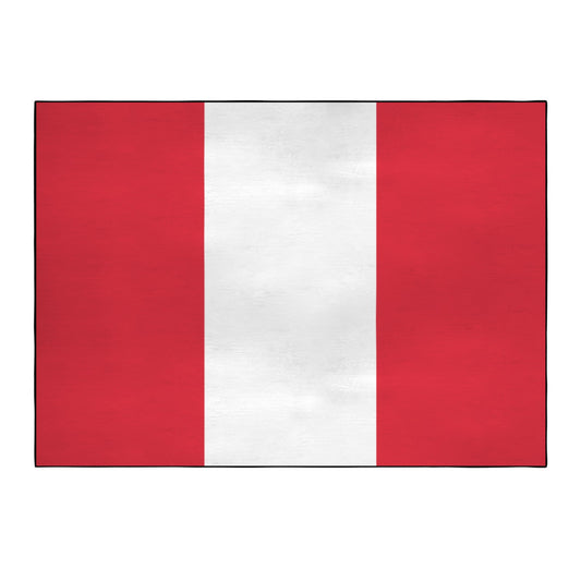 Peru Flag Inspired 84x60 Inch Area Rug with Black Binding (Made in the USA)