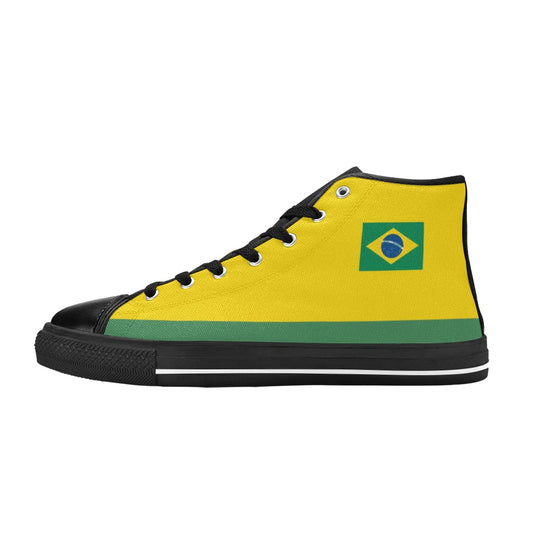 Brazil Flag Inspired Mens High Top Canvas Shoes
