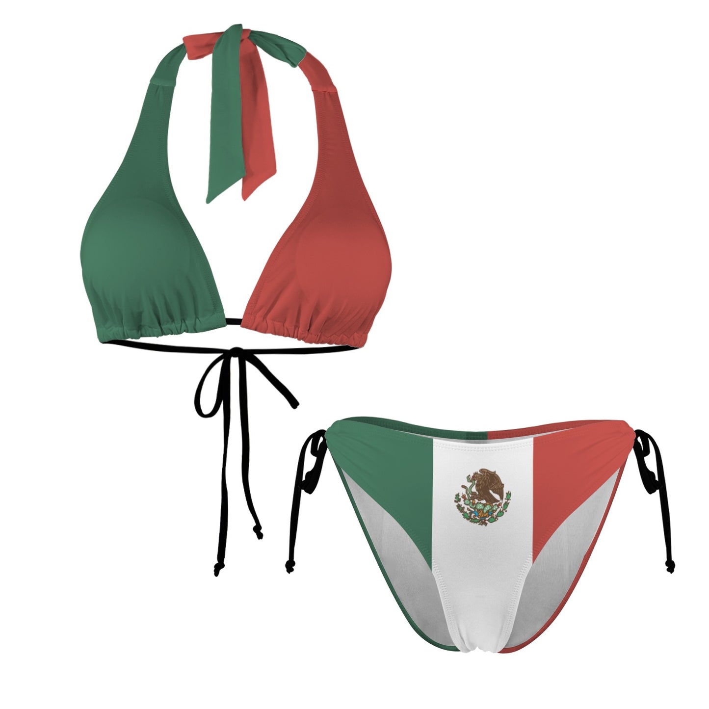 Mexico Flag Inspired Halterneck String Bikini Sets