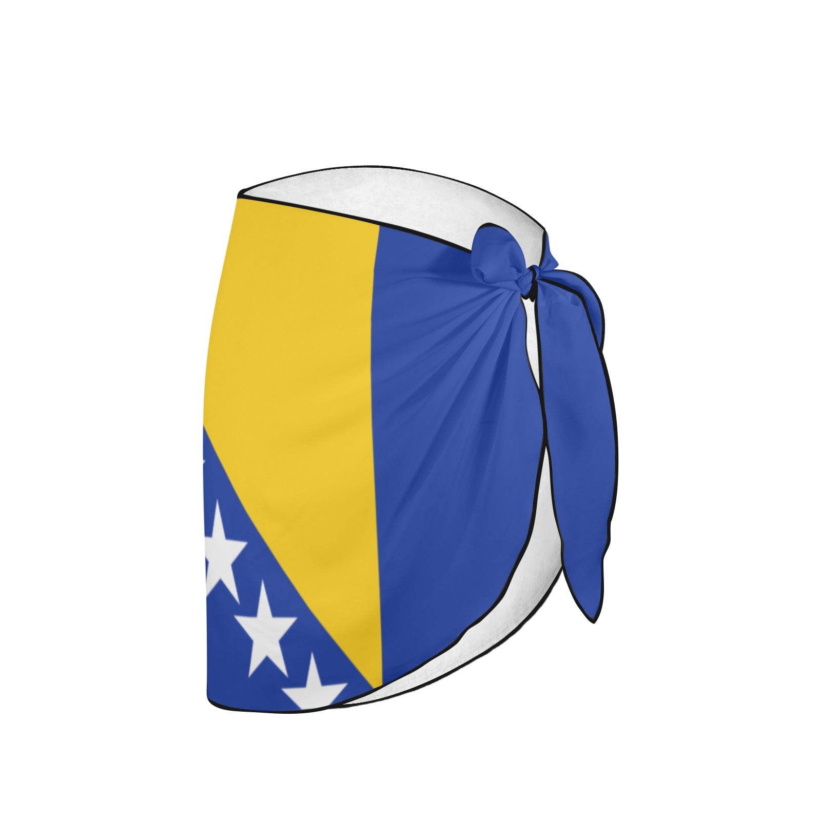 [Brand] flag-themed sarong with blue, yellow, and white stars.