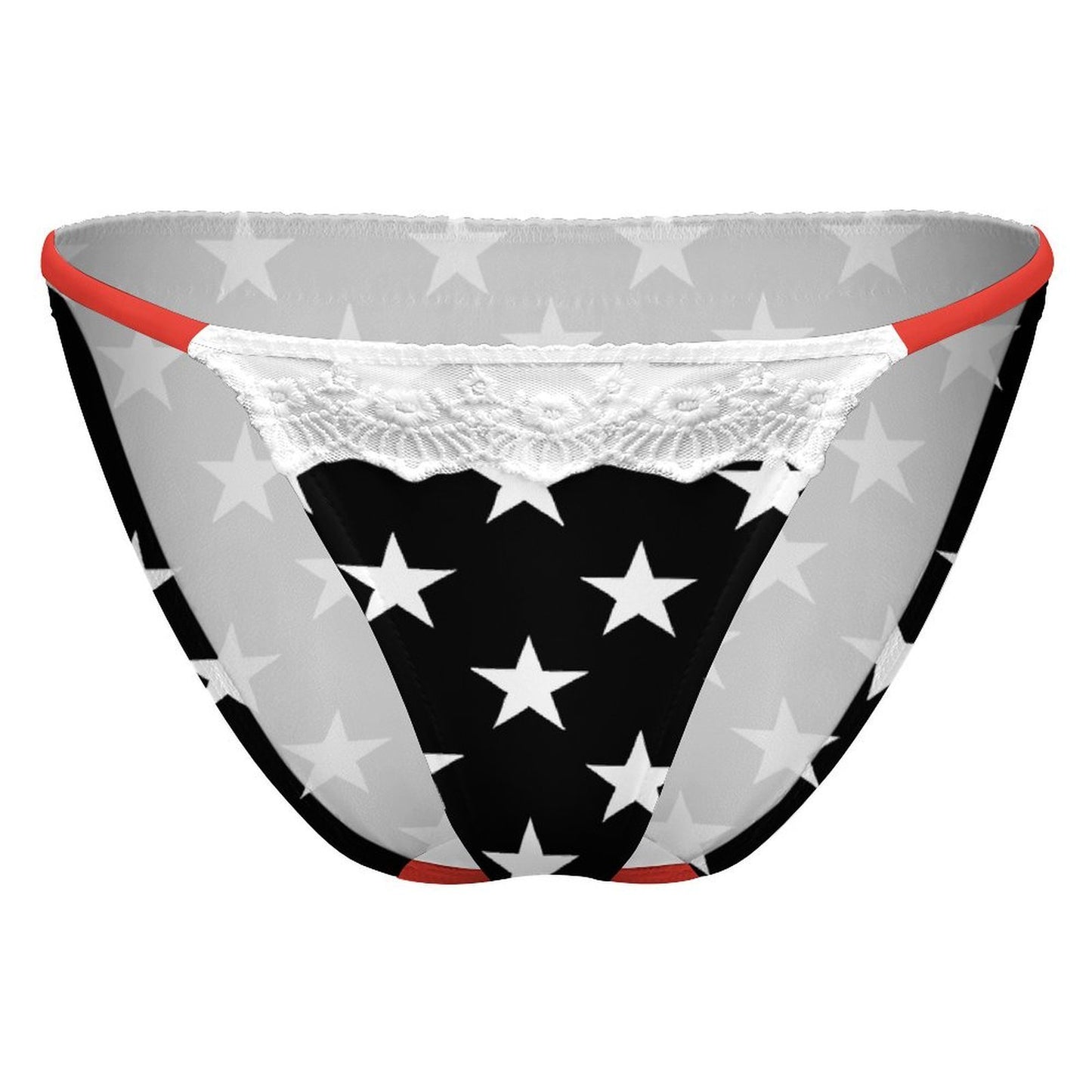 Thin Red Line Flag Inspired Lace Trim Underwear