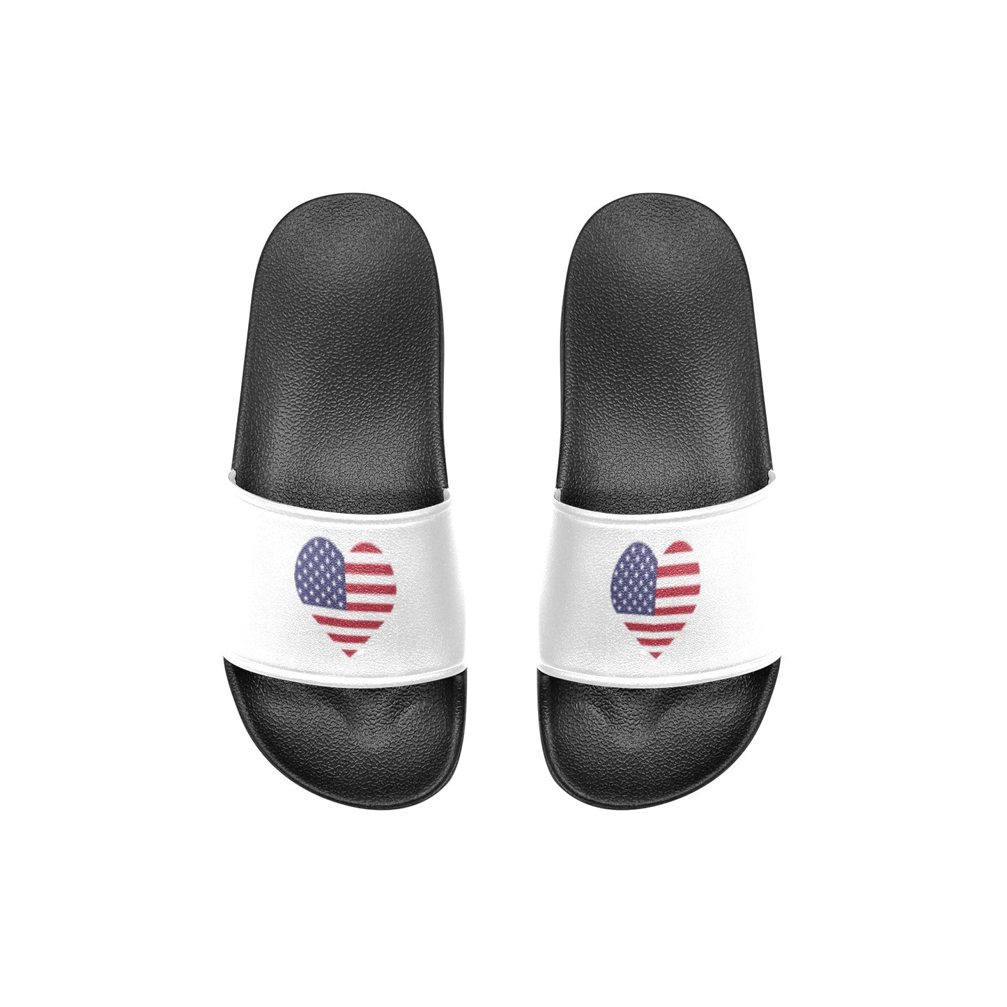 USA/American Flag Heart Kid's Slide Sandals