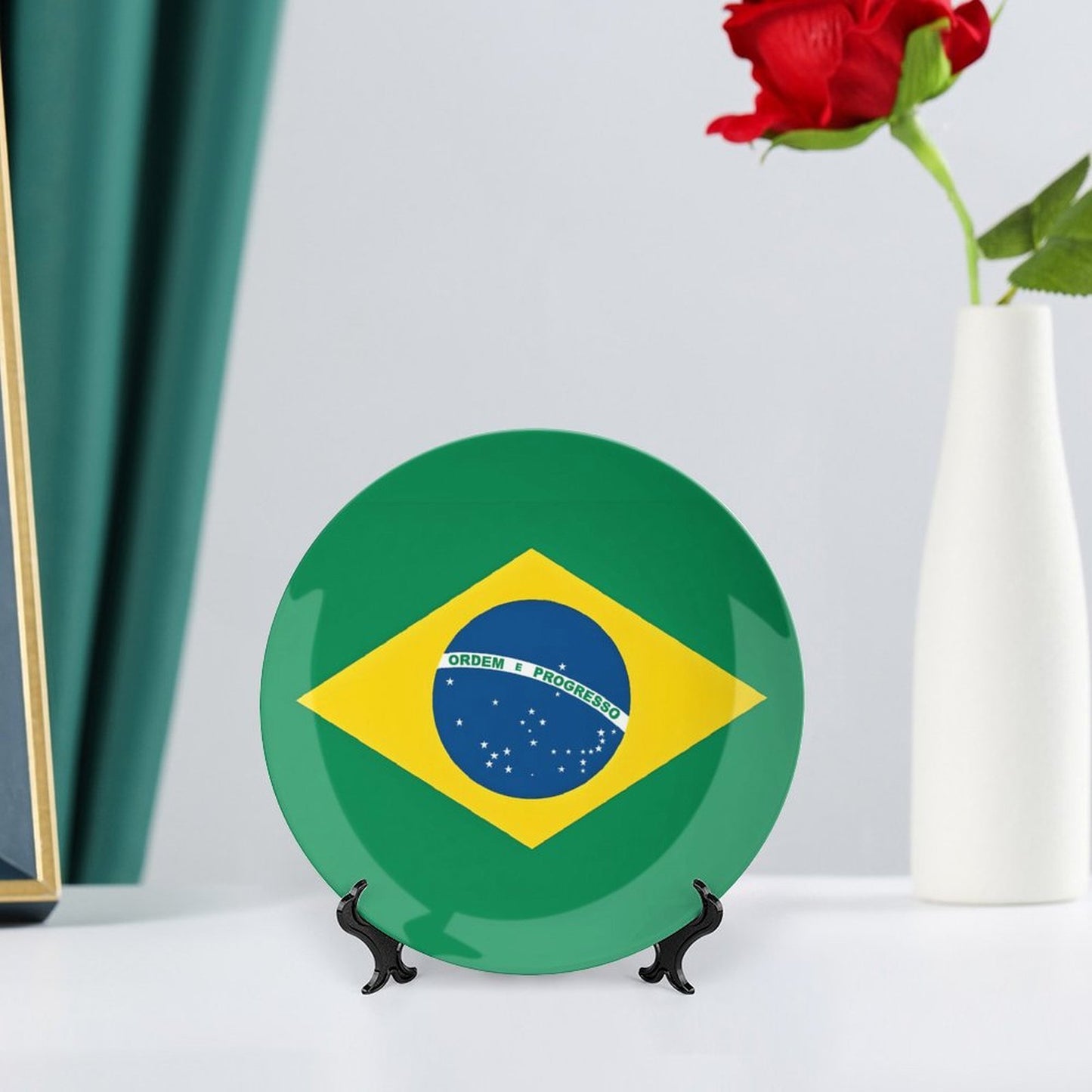 Brazil Flag Inspired Bone China Decorative Plate