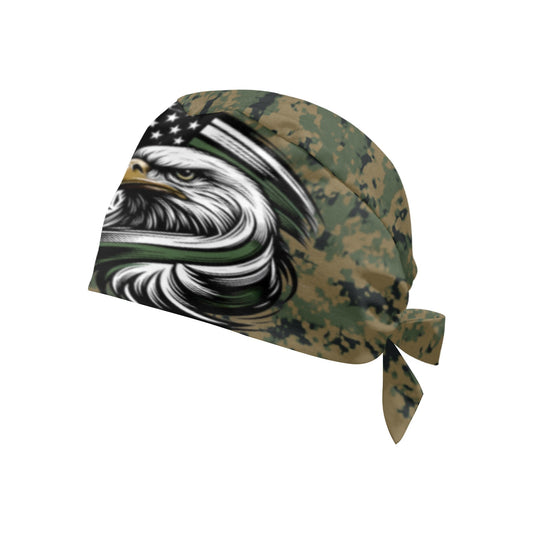 Thin Green Line Flag Inspired Eagle on Digital Camo Scrub Cap | Ships from USA