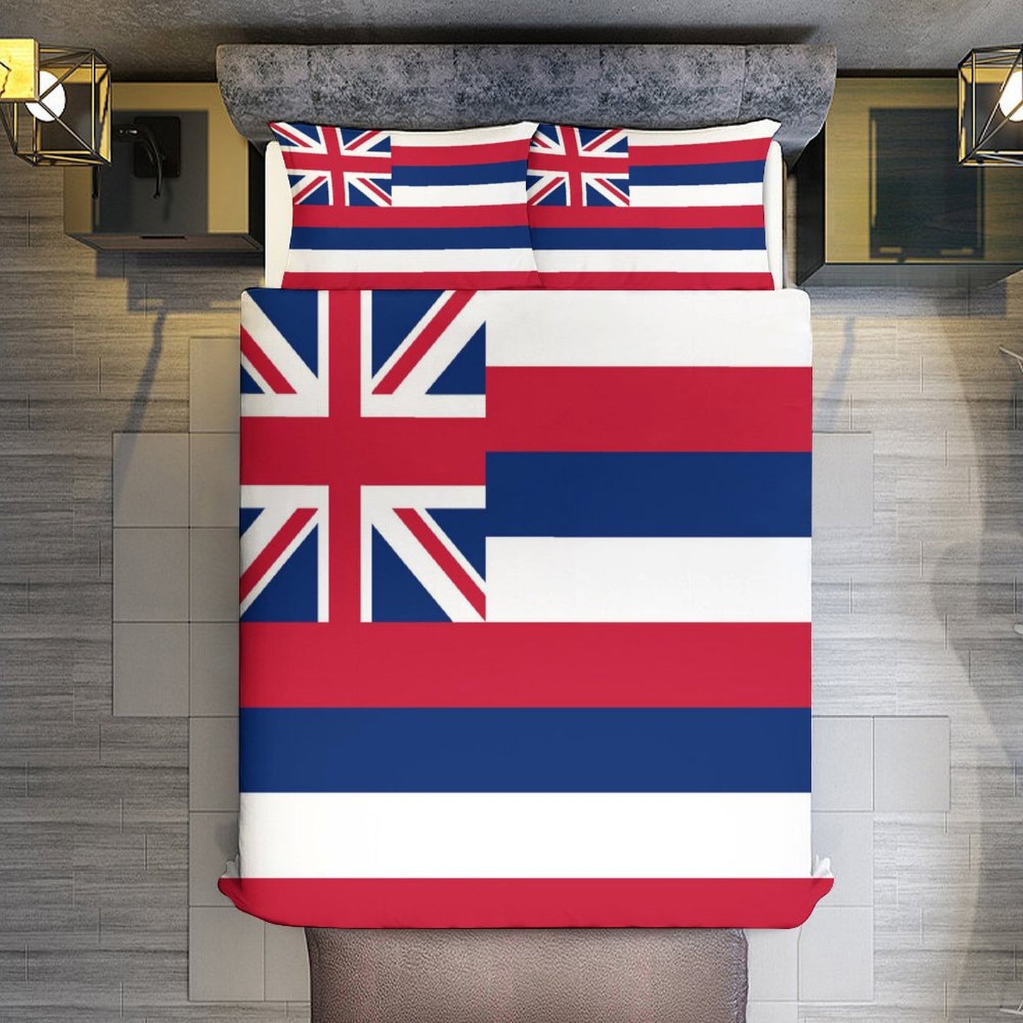 Hawaii Flag Inspired 3-Piece Bedding Set (1 Duvet Cover + 2 Pillow Shams) – 102"×90"