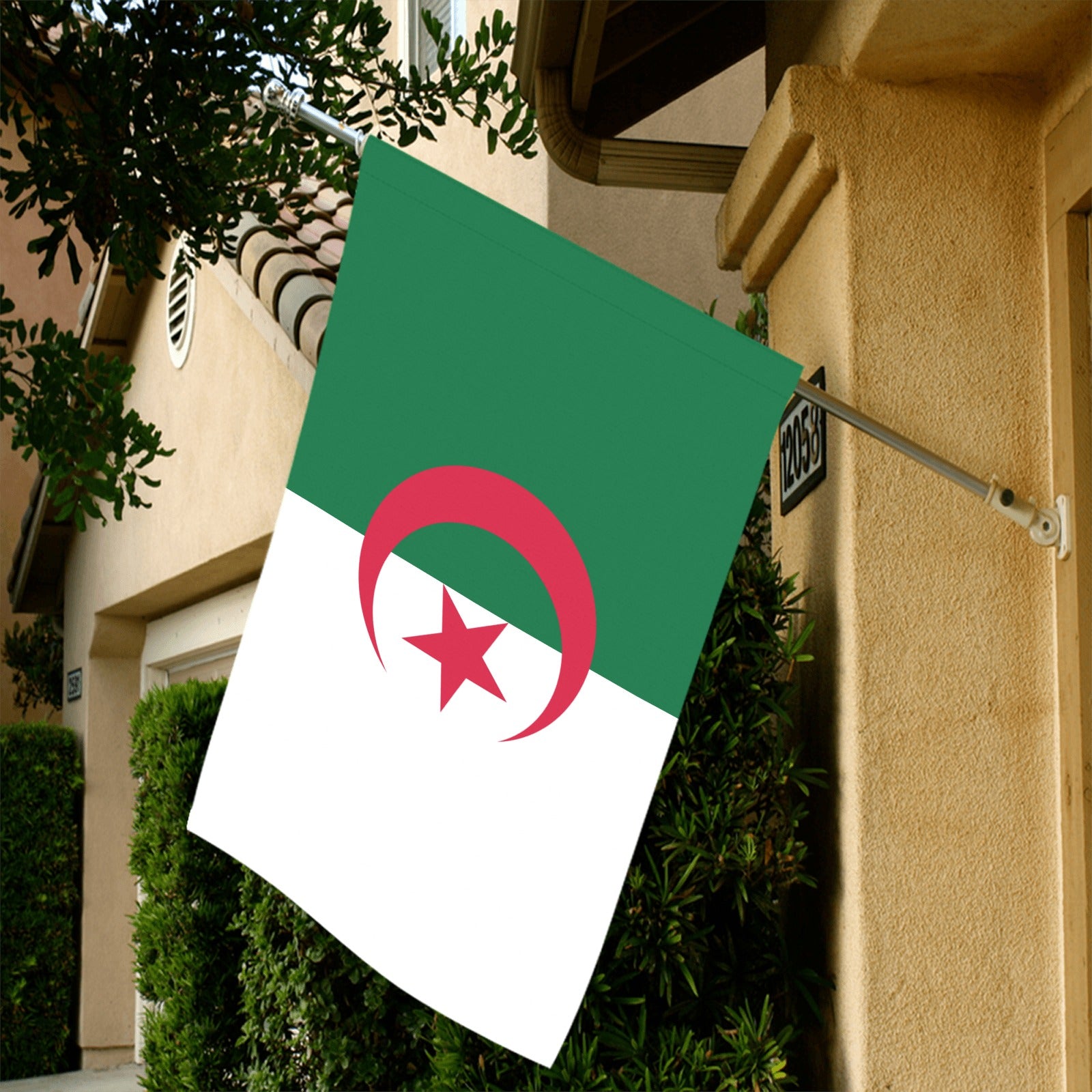 [Luv My Flag] Algerian flag displayed outside on house.
