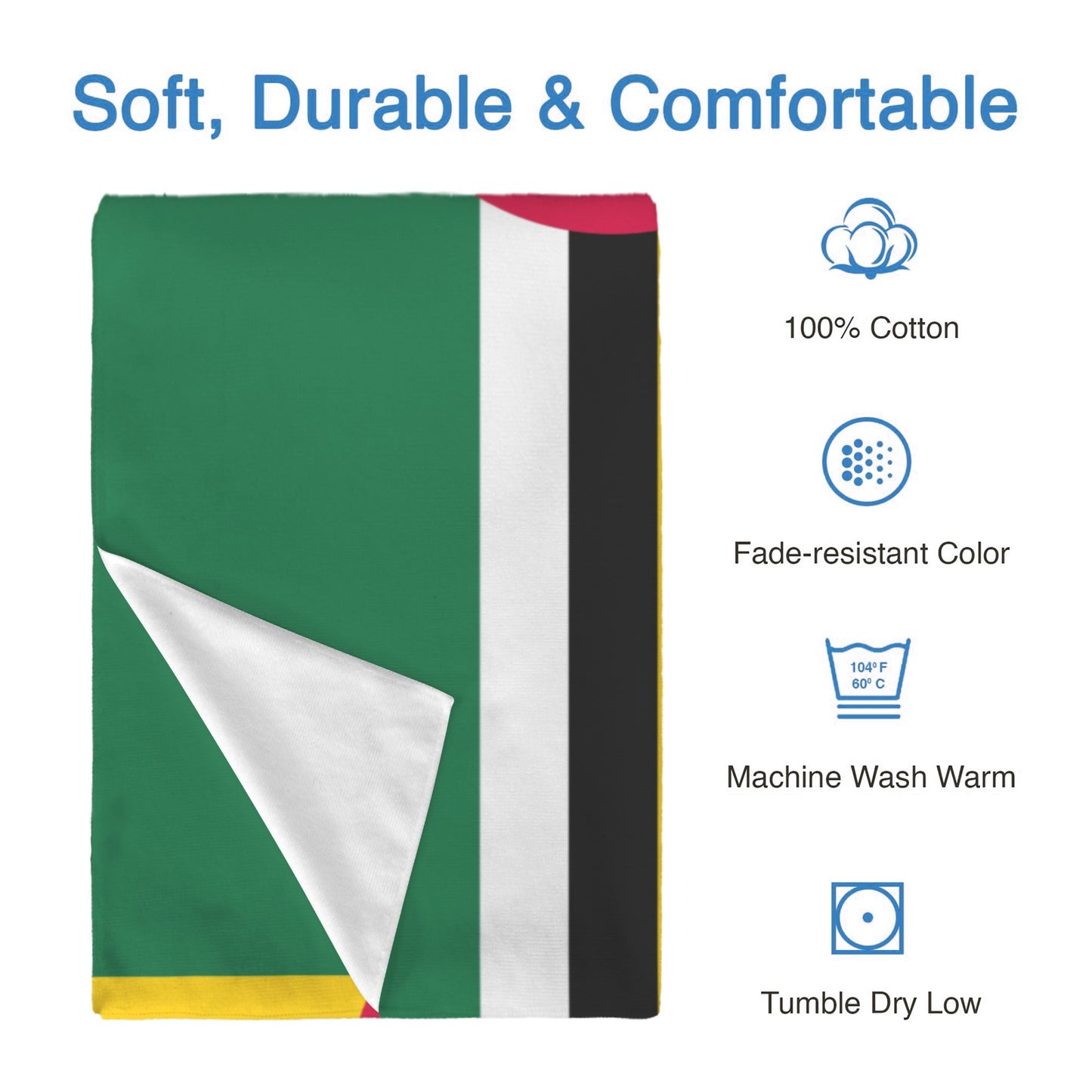 Dominica Flag Inspired Custom Bath Towel 29"x58"(Made in USA)