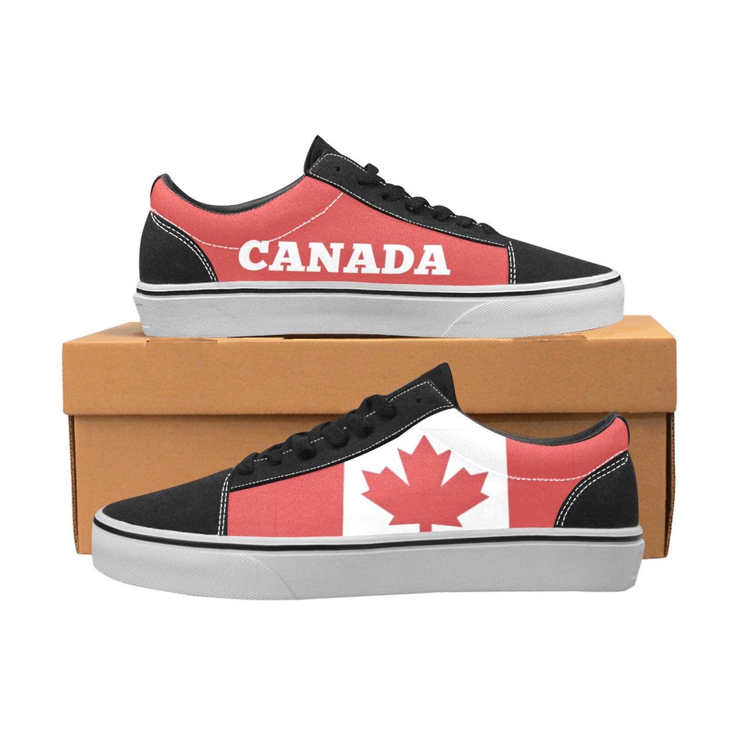 Canada Flag Inspired Women's Lace-Up Canvas Shoes