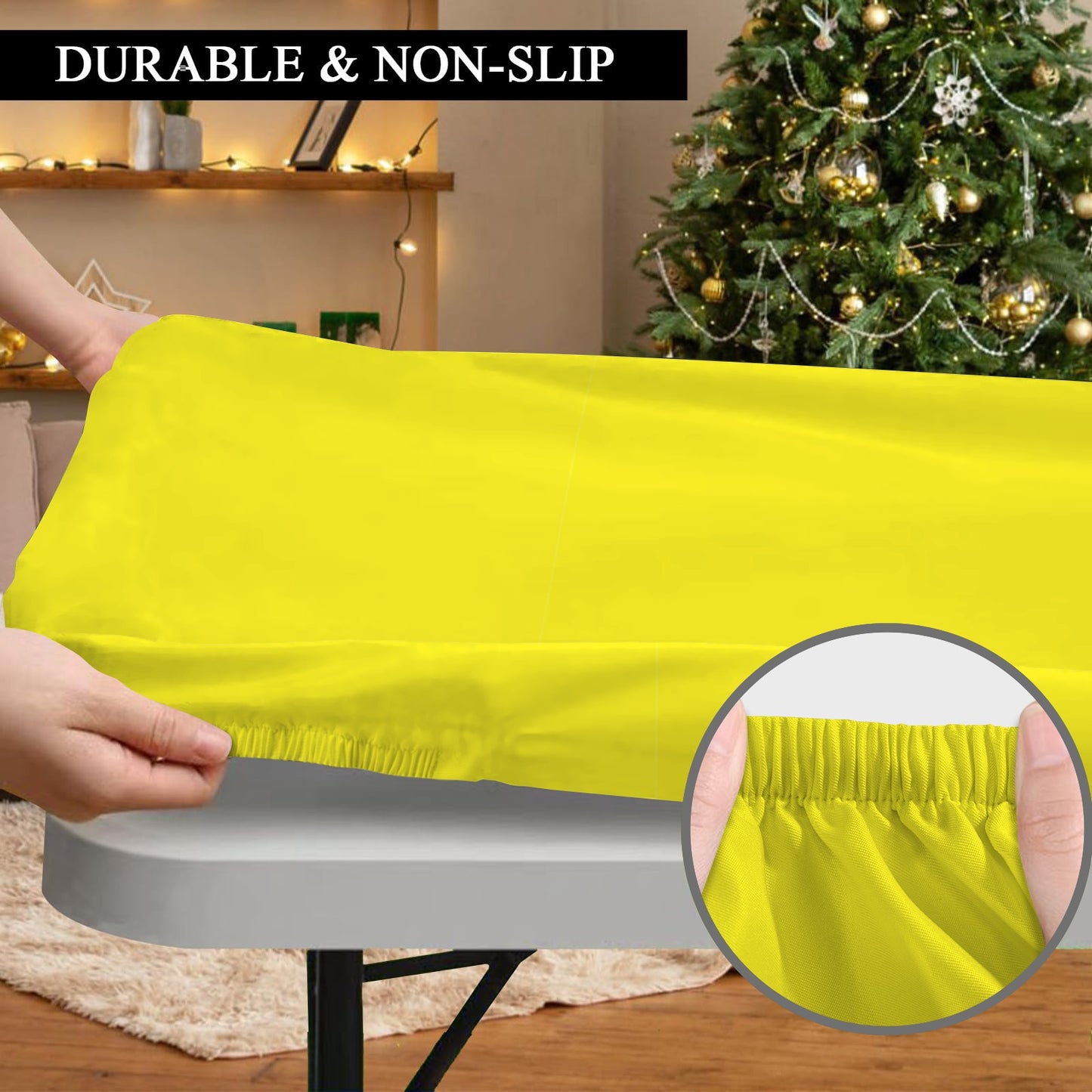 Vatican City Flag Inspired Custom Elastic Fitted Tablecloth 72x30 inch (Made in the USA)