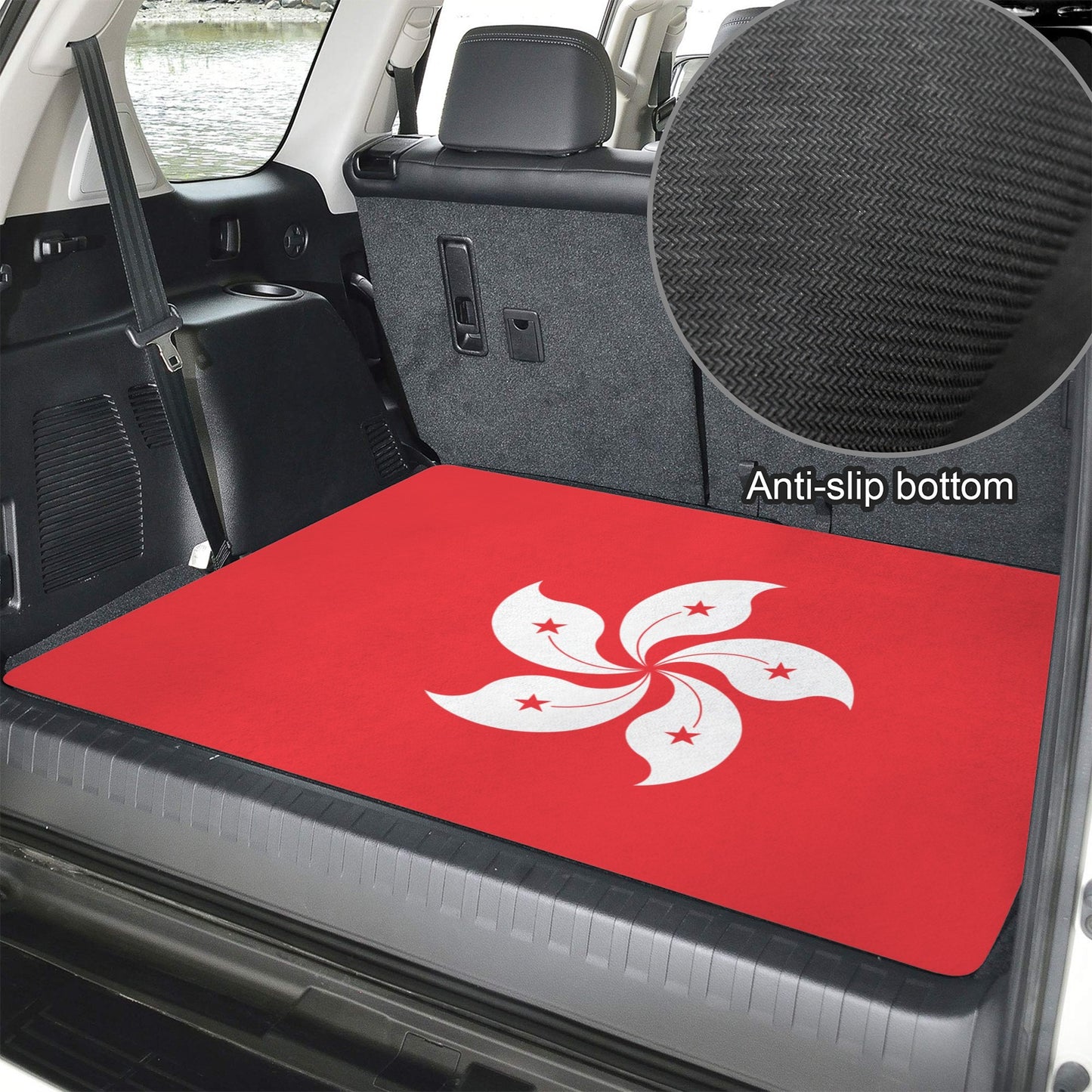 Hong Kong Flag Inspired Car Trunk Mat 100 × 75 cm / 39.4 × 30 in Printed in the USA