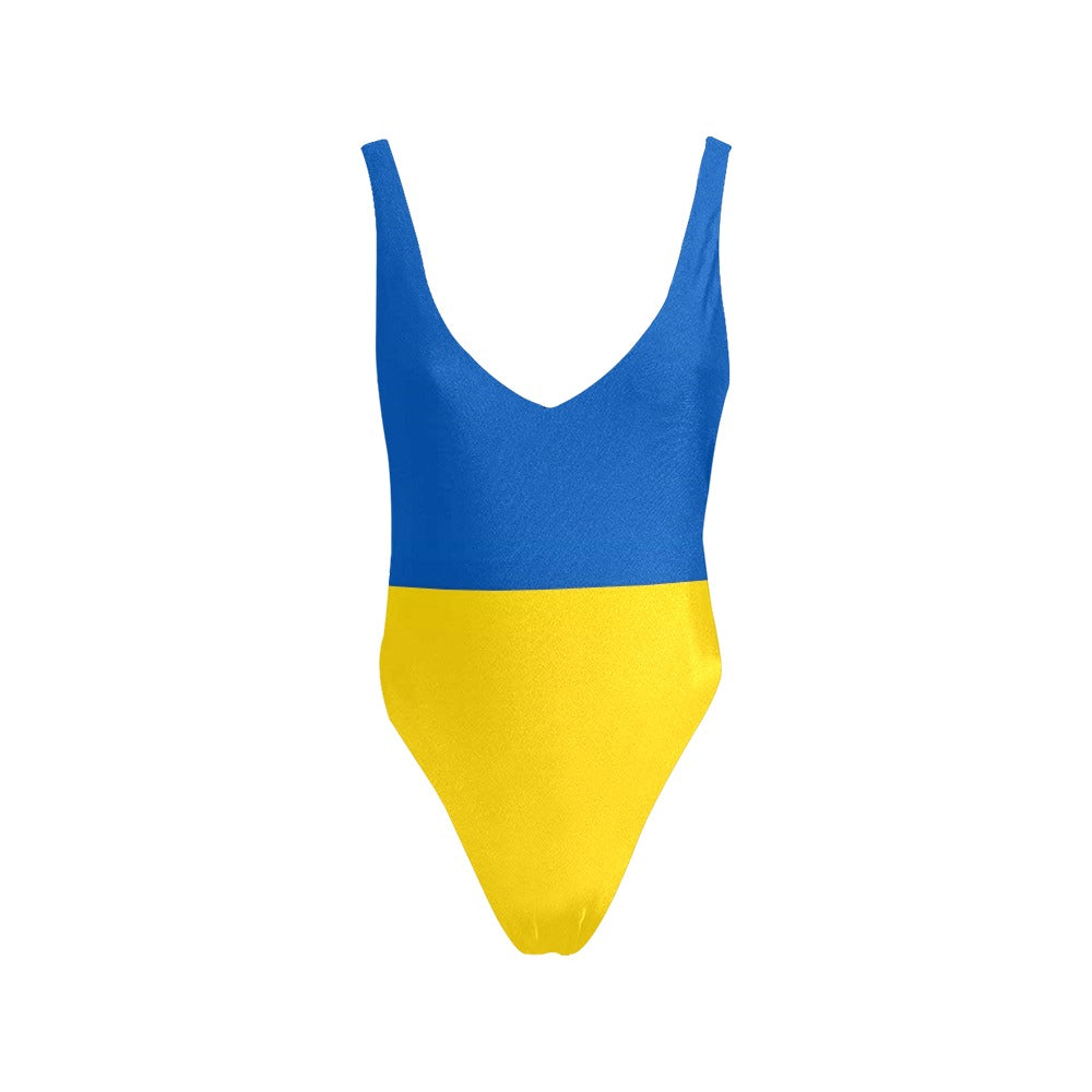 Ukraine Flag Inspired WWomen’s Backless One-Piece Swimsuit