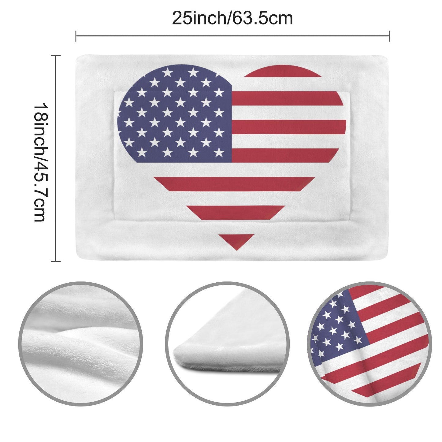 USA/American Flag Inspired Heart Pet Mat 25x18inch (Made in the USA)