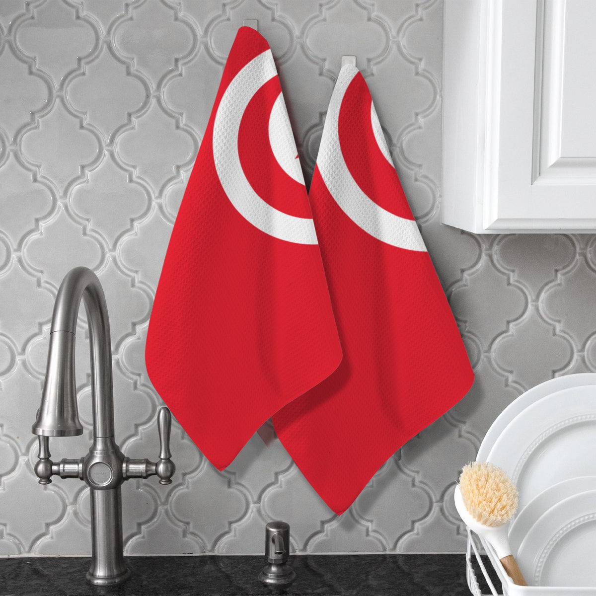 Tunisia Flag Kitchen Towel 40X60cm (Pack of 2) | Printed In the USA