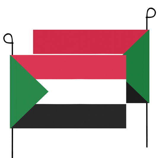 Two Luv My Flag garden flags, displaying Sudan flag.