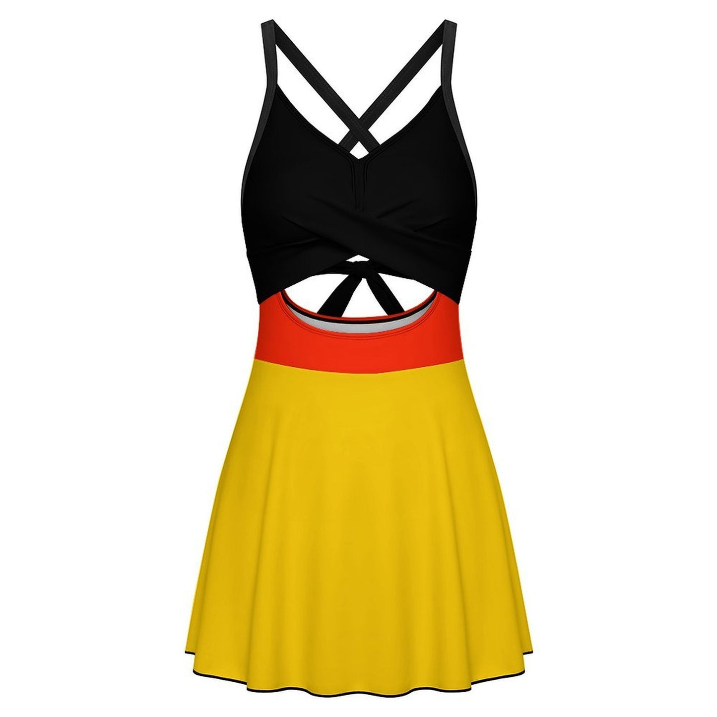 Germany Flag Inspired Women's V-neck One-piece Swimsuit with Cutout