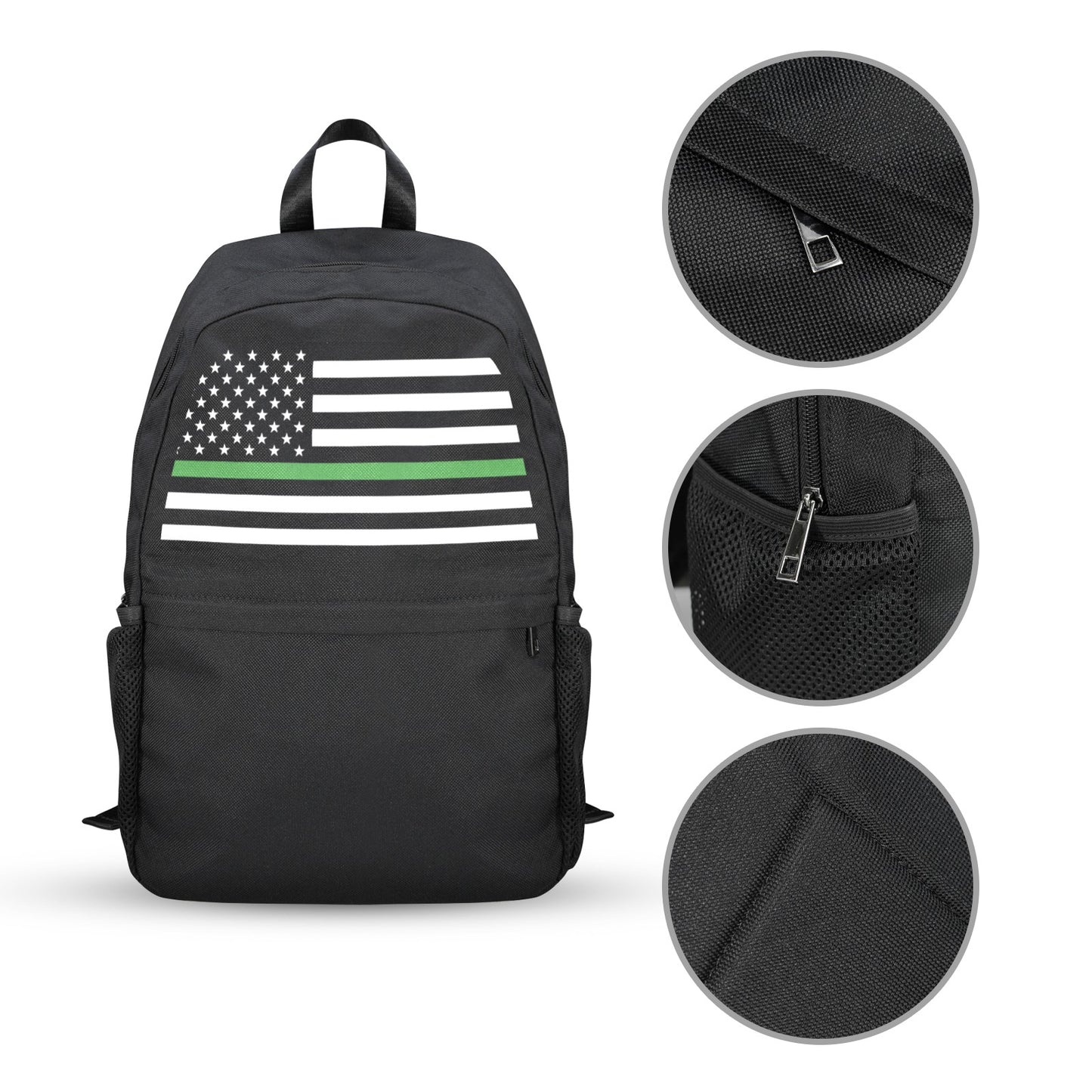 Thin Green Line Flag Inspired Casual Backpack Printed in the USA