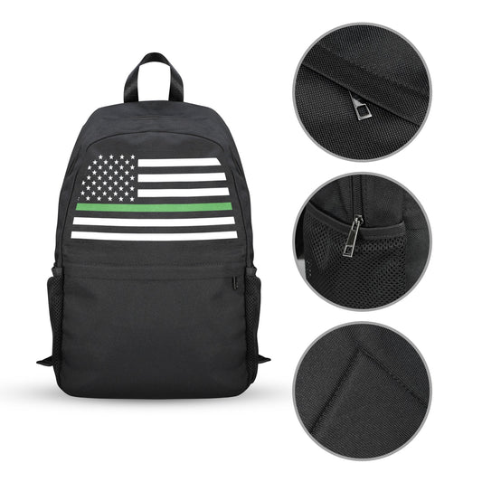 Thin Green Line Flag Inspired Casual Backpack Printed in the USA