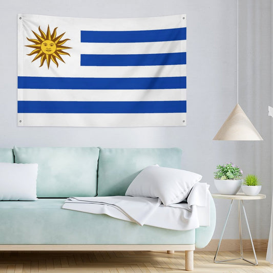 Uruguay Flag Inspired Wall Mount Flag with Four Grommets (35x59 in)