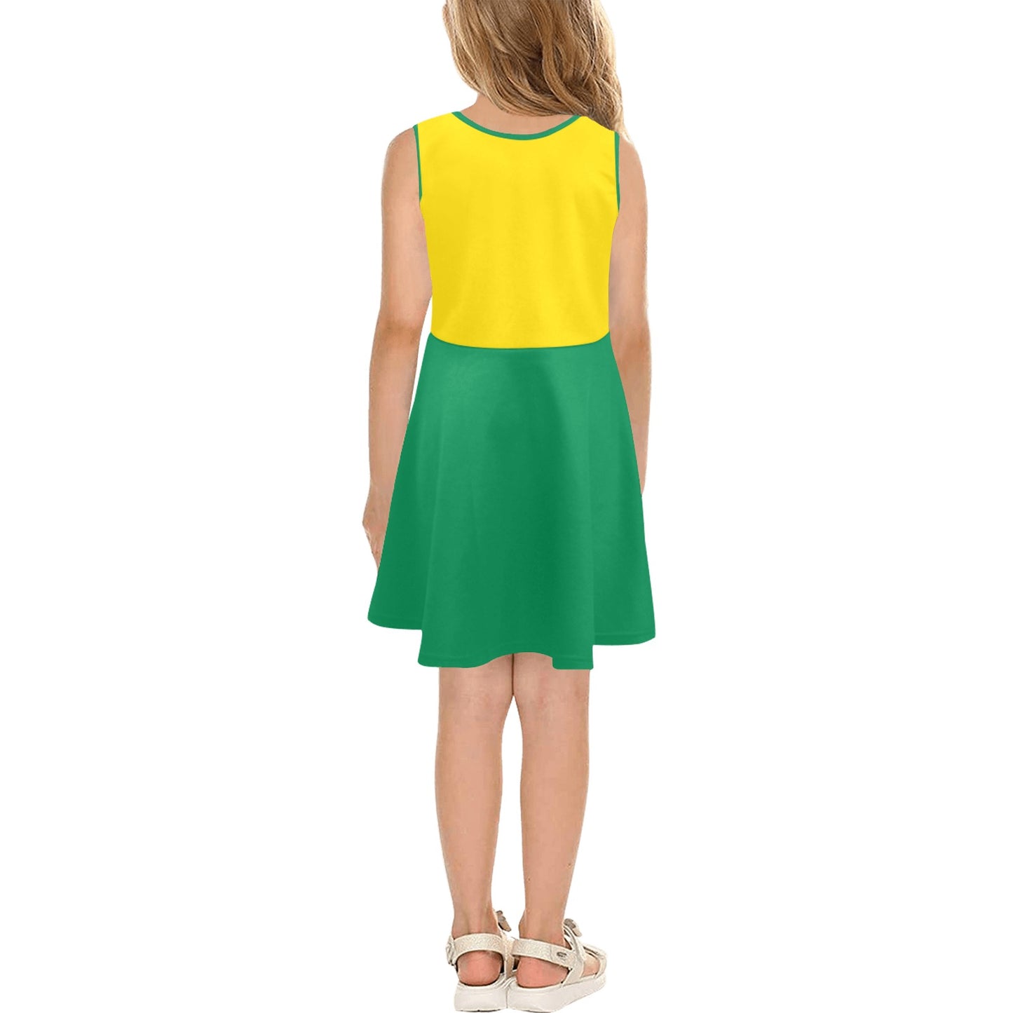 Brazil Flag Inspired Style-2 Girls' Sleeveless Sundress | Ships from USA