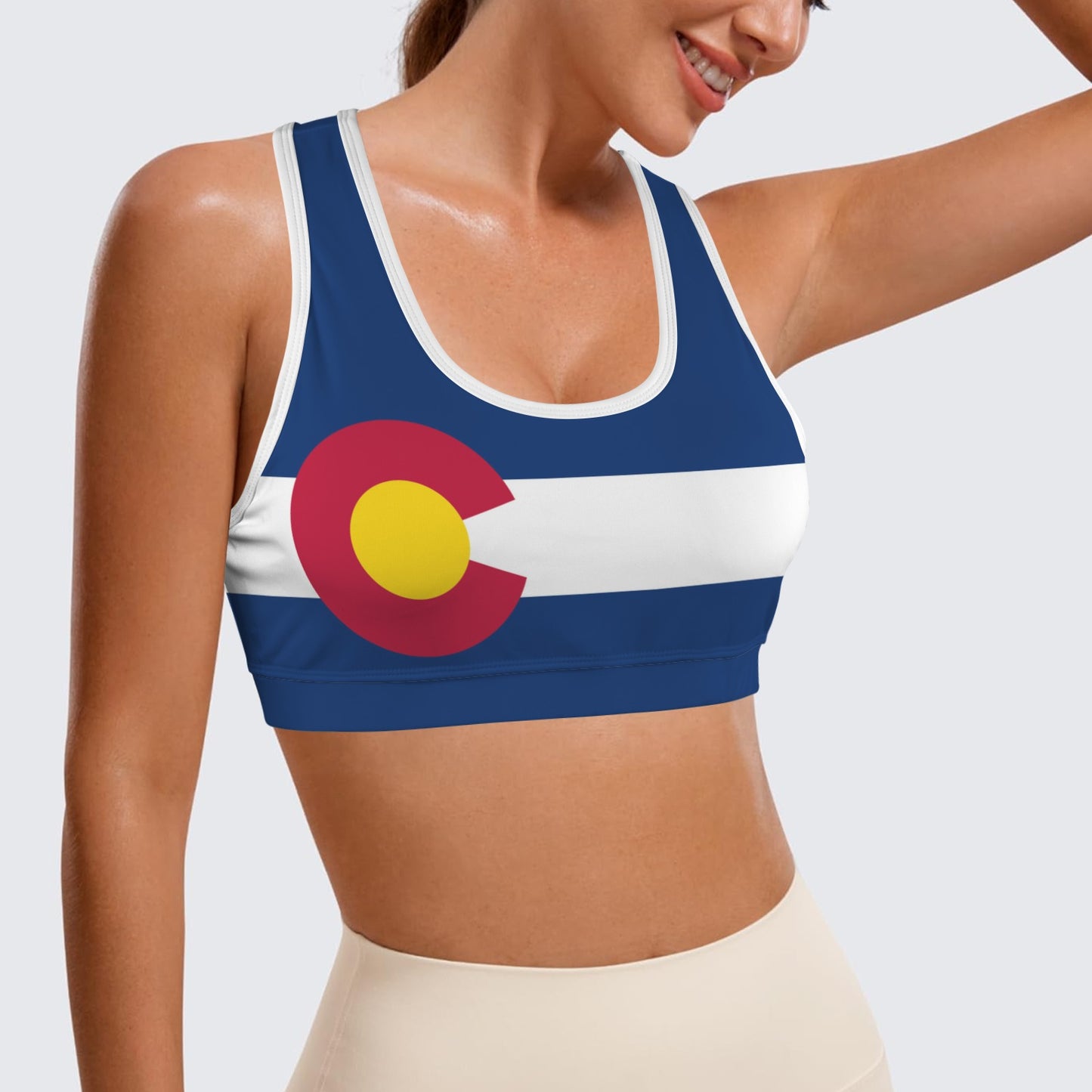 Colorado State Flag Racerback Sports Bra