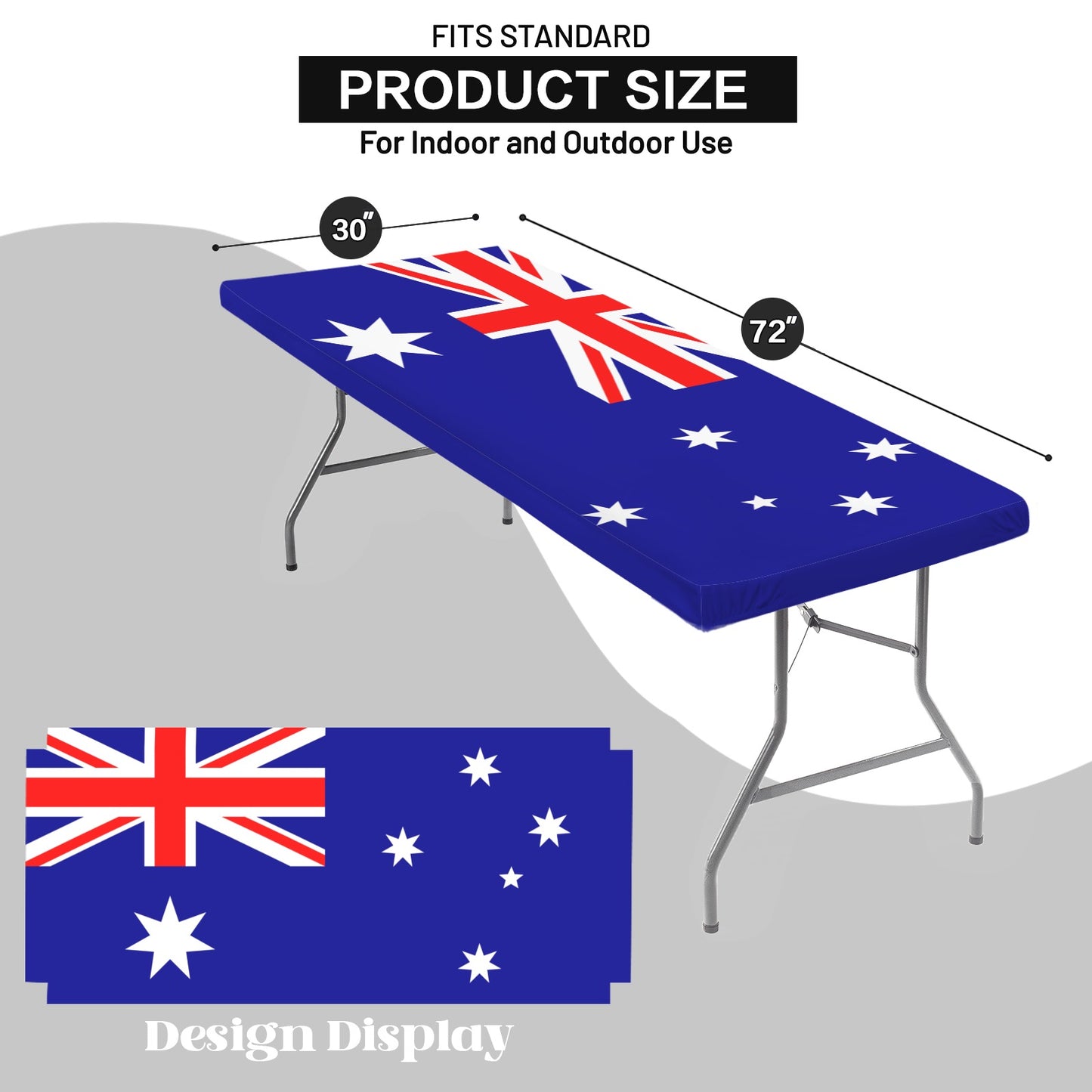 Australia Flag Inspired Custom Elastic Fitted Tablecloth 72x30 inch (Made in the USA)