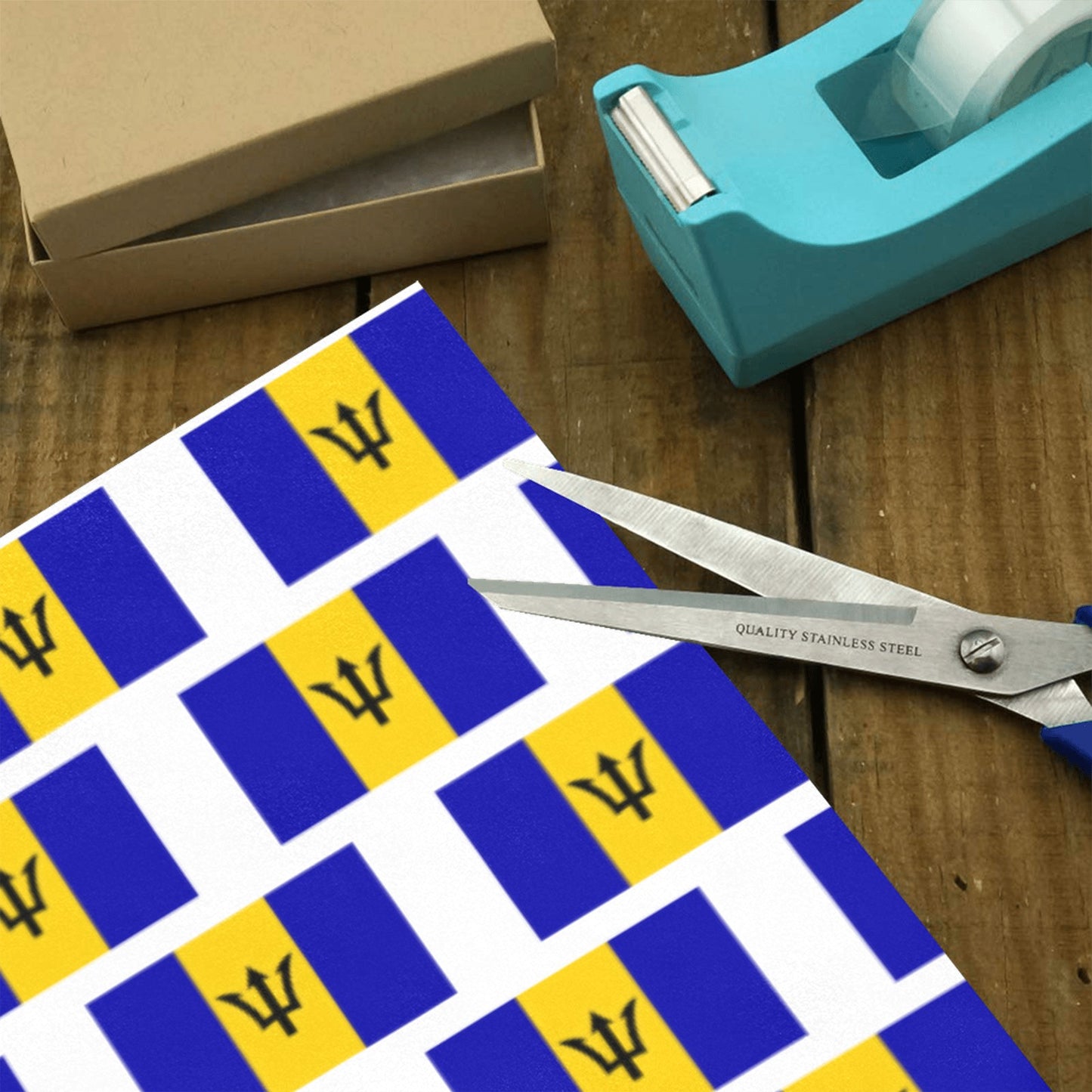 Barbados Flag Inspired Custom Gift Wrapping Paper 58"x 22.5" (4 Rolls)