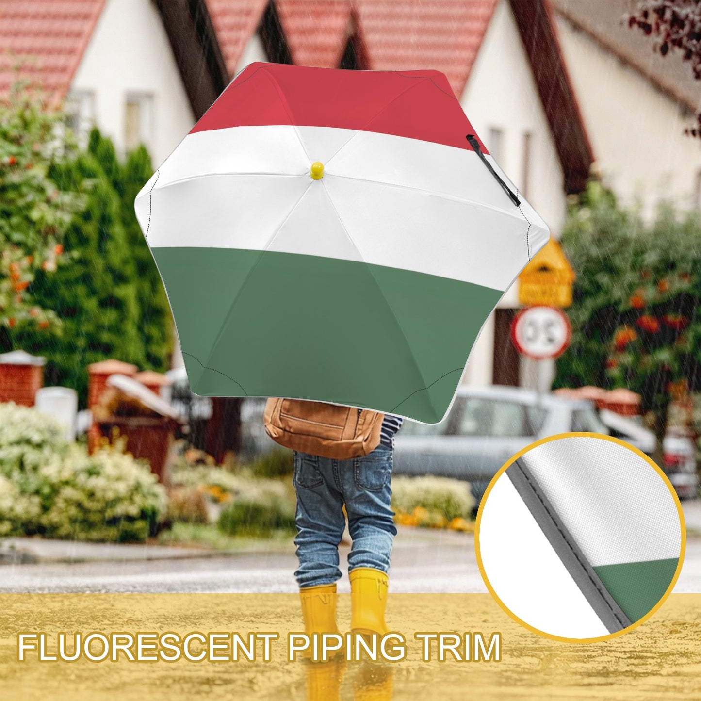 Hungary Flag Inspired Kids Safe Round Corner Umbrella