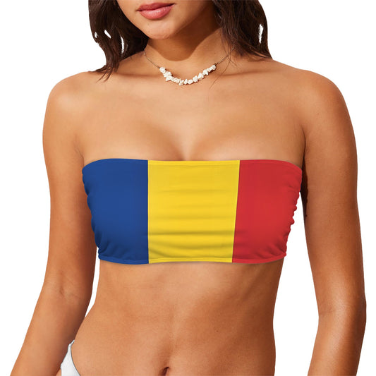 Romania Flag Inspired Bandeau Tube Bikini Top