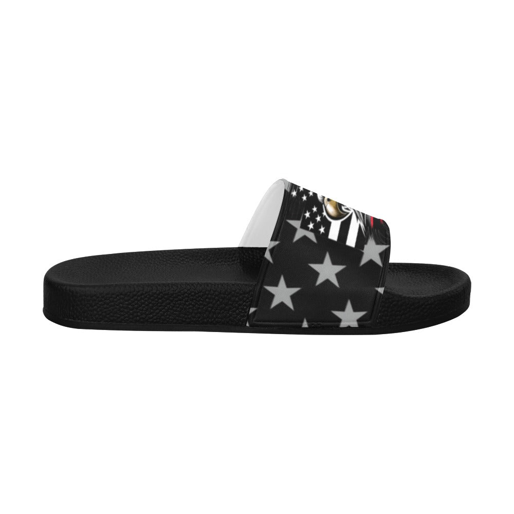 Thin Red Line Flag Inspired Eagle Women's Slide Sandals