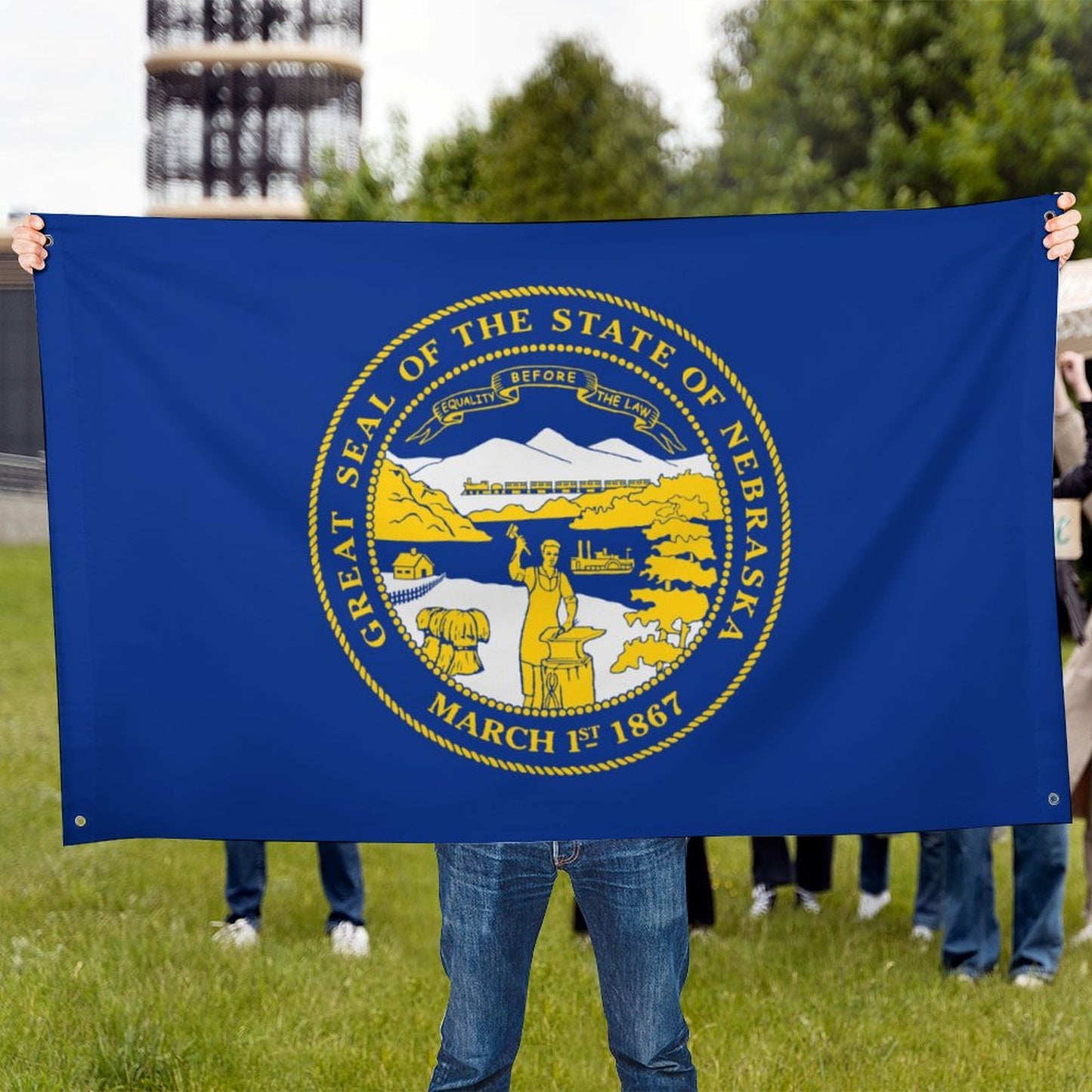 Nebraska Flag Inspired Wall Mount Flag with Four Grommets (35x59 in)