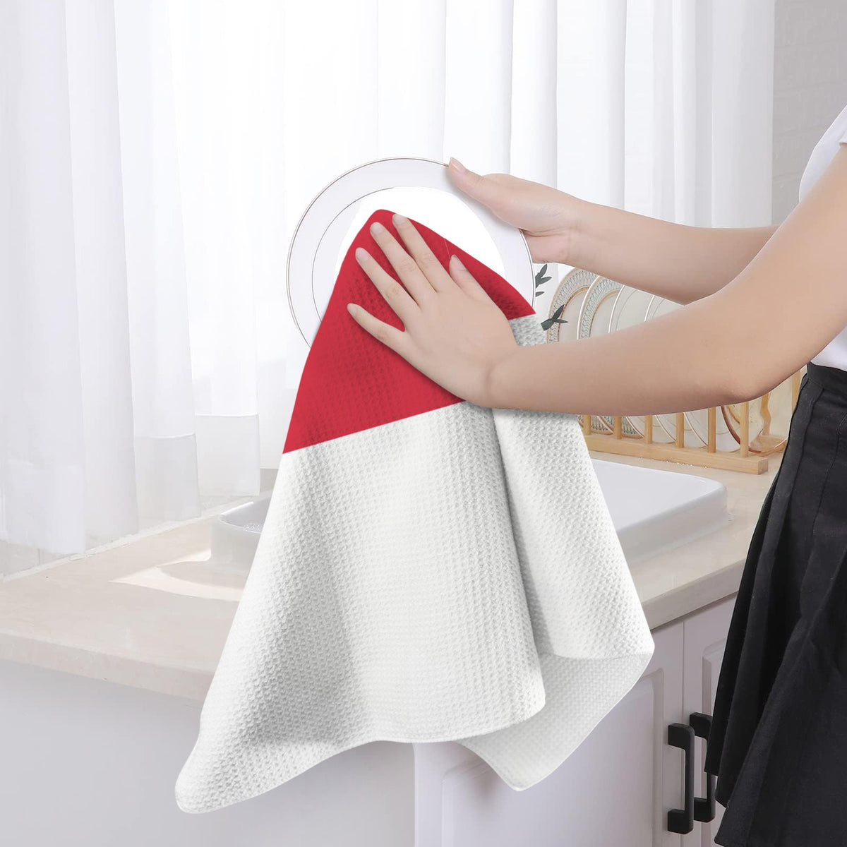 Monaco Flag Inspired Kitchen Towel 40X60cm (Pack of 2) | Printed In the USA