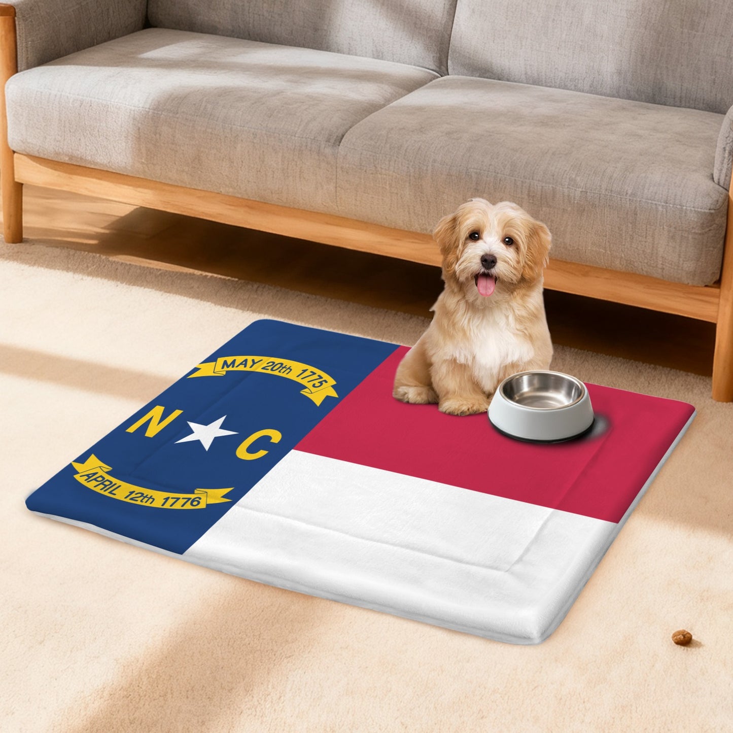 North Carolina Flag Inspired Pet Mat 25x18inch (Made in the USA)