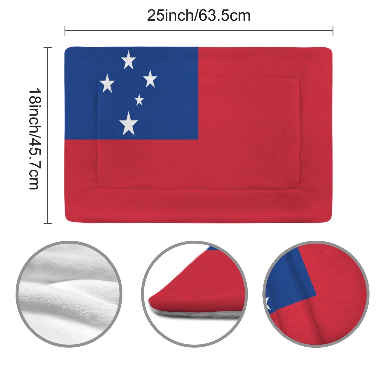 Samoa Flag Inspired Pet Mat 25x18inch (Made in the USA)