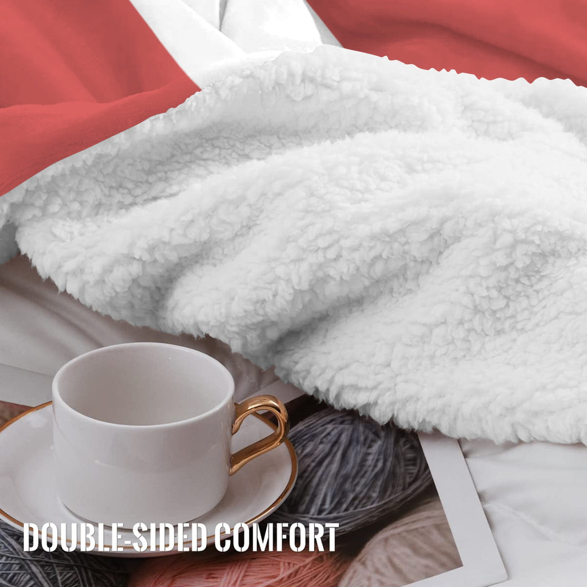 Canada Flag Inspired Sherpa Fleece Blanket 90" x 108" | Prtinted in the USA