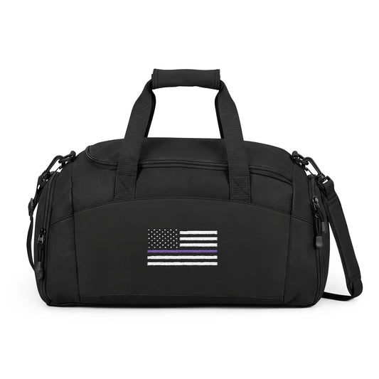 Thin Blue Line Flag Gym Bag — Black Duffle with Embroidered Thin Blue Line Flag